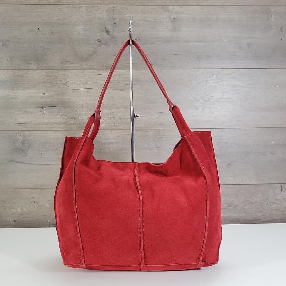 The Sak Los Feliz Red Suede Leather Tote Shoulder Bag